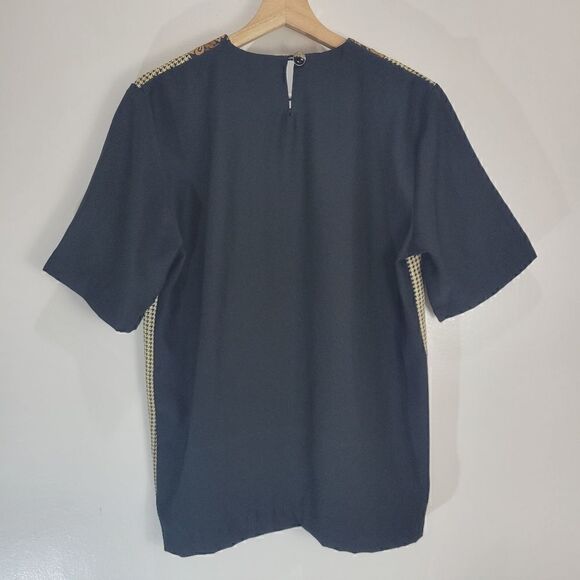 Vintage Floating Layers High Low Houndstooth and Brown Florals Blouse - Picture 8 of 8